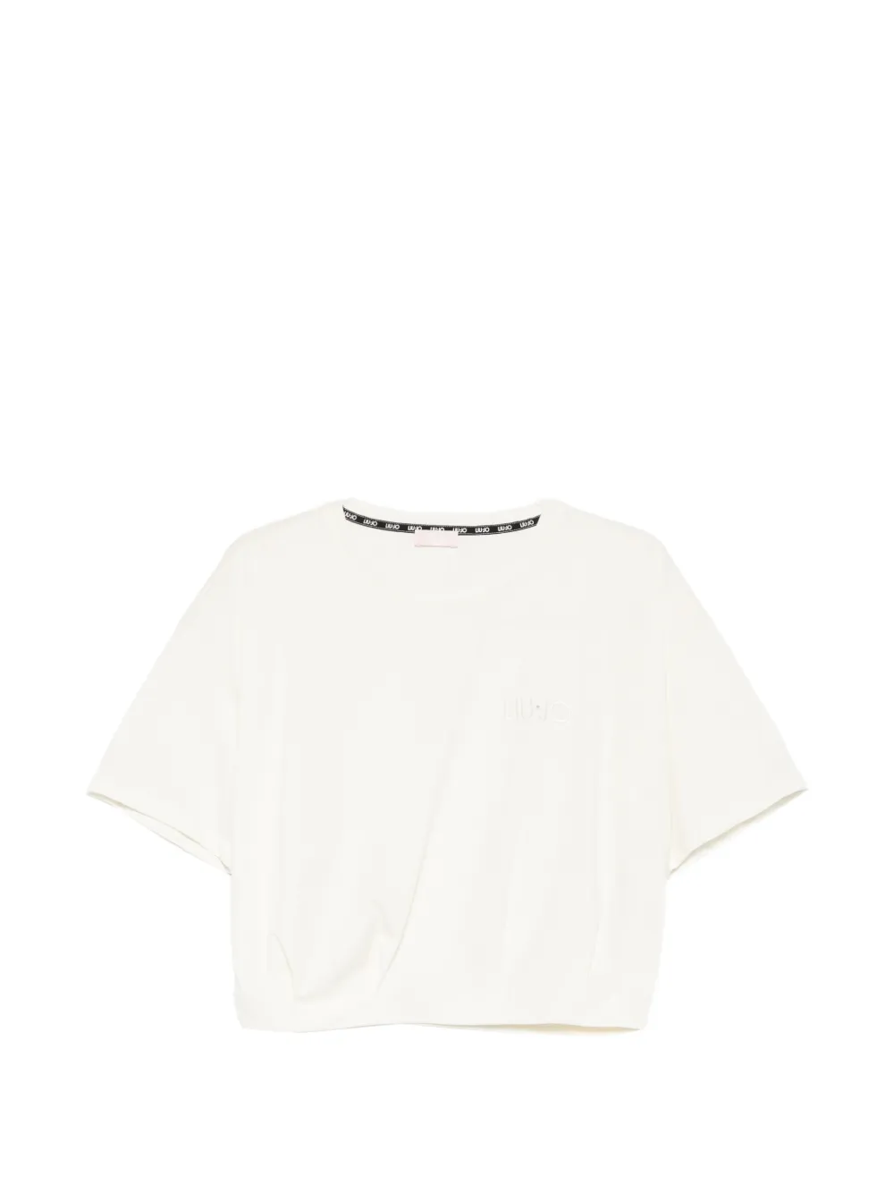 LIU JO T-shirt crop in cotone - Toni neutri