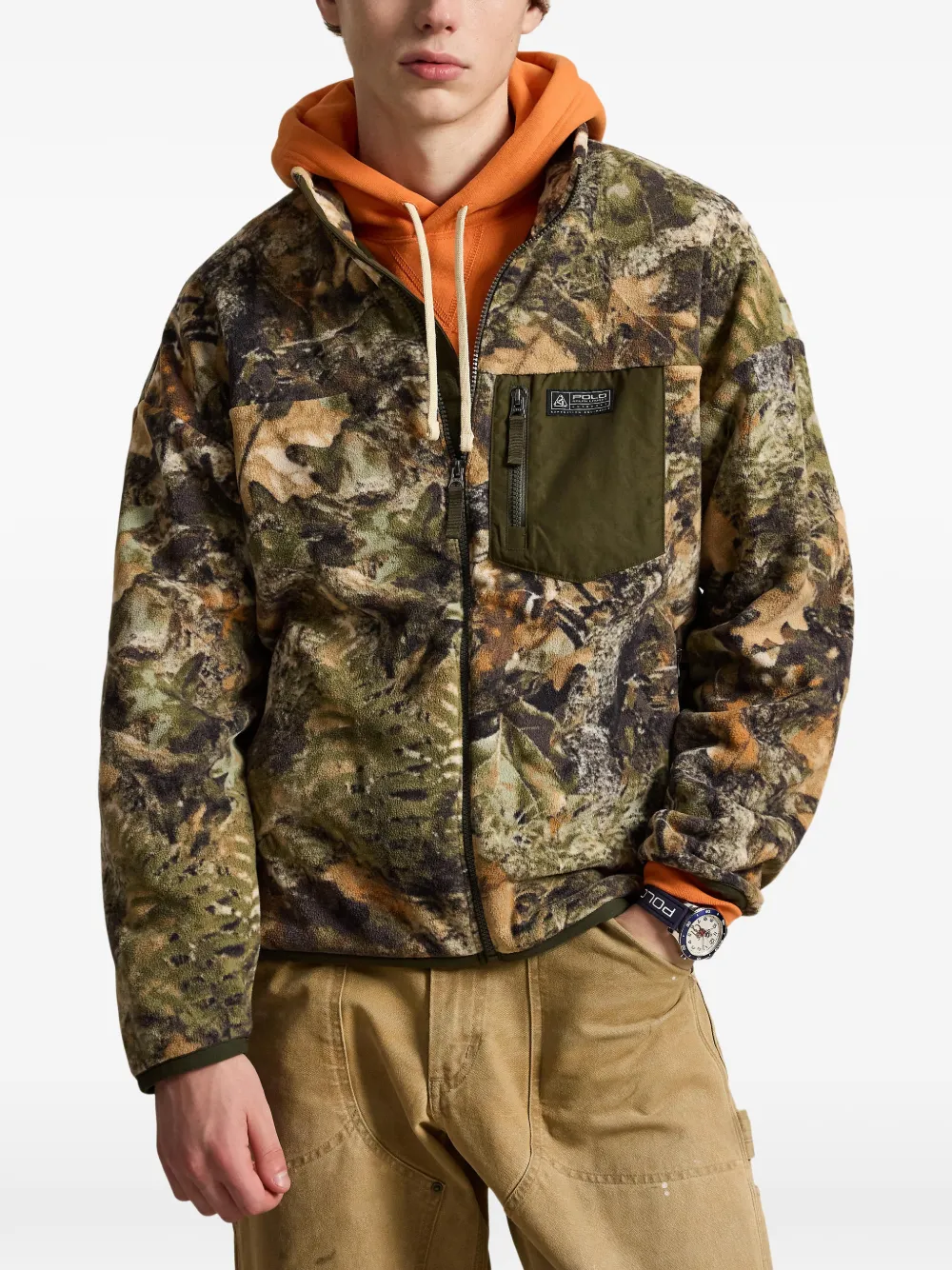 Polo Ralph Lauren Ruimvallend fleece jack met print Groen
