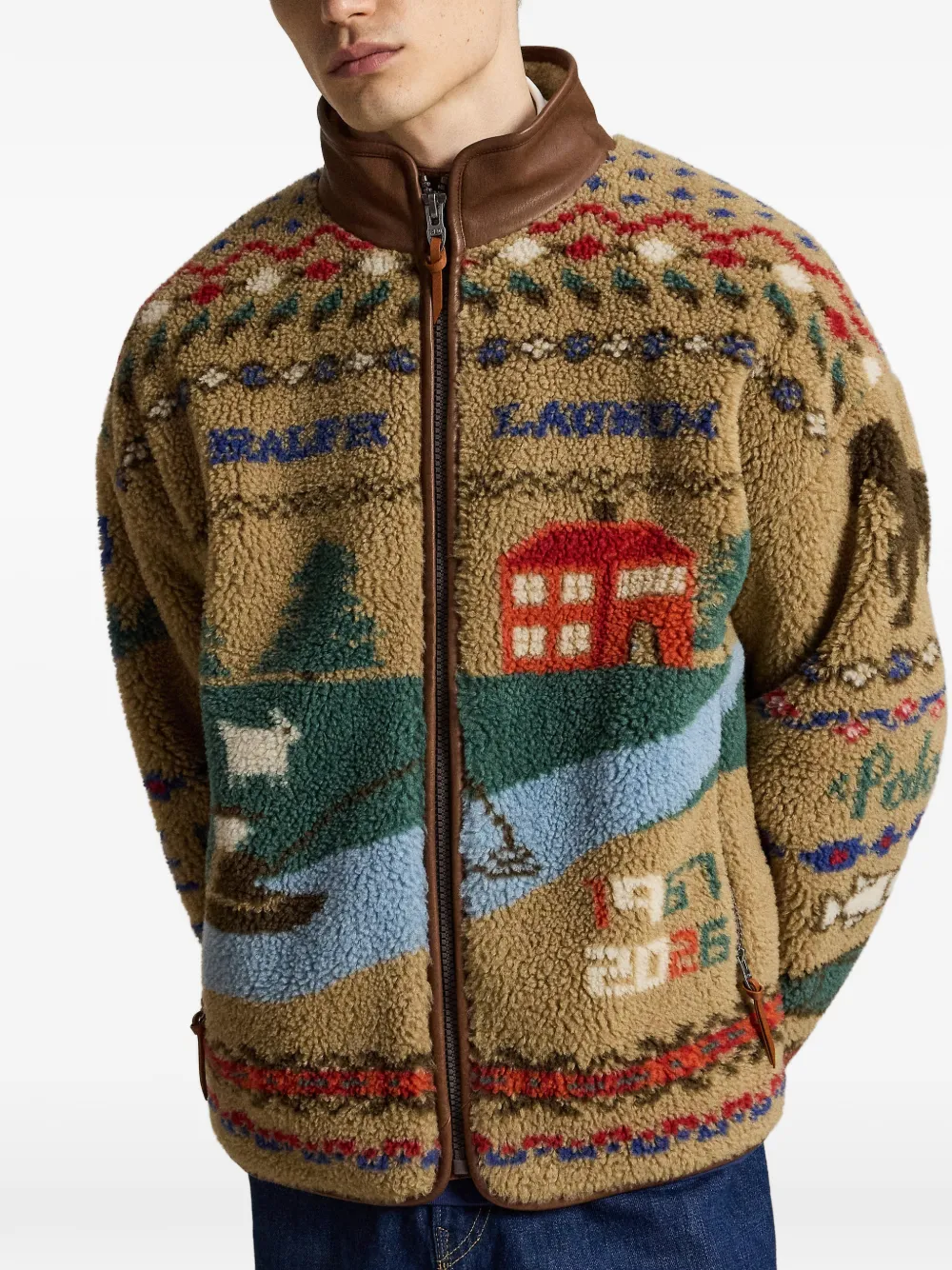 Polo Ralph Lauren Fleece sweater met grafische intarsia Beige