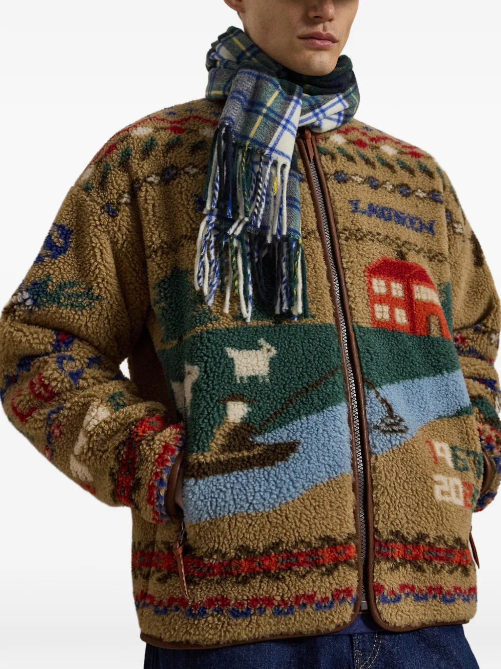 Polo Ralph Lauren Fleece sweater met grafische intarsia Beige