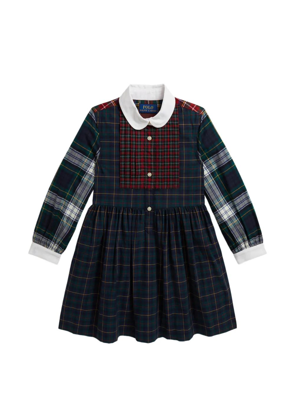 POLO RALPH LAUREN KIDS robe-chemise en popeline de coton à carreaux - Vert POLO RALPH LAUREN KIDS robe-chemise en popeline de coton à carreaux - Vert