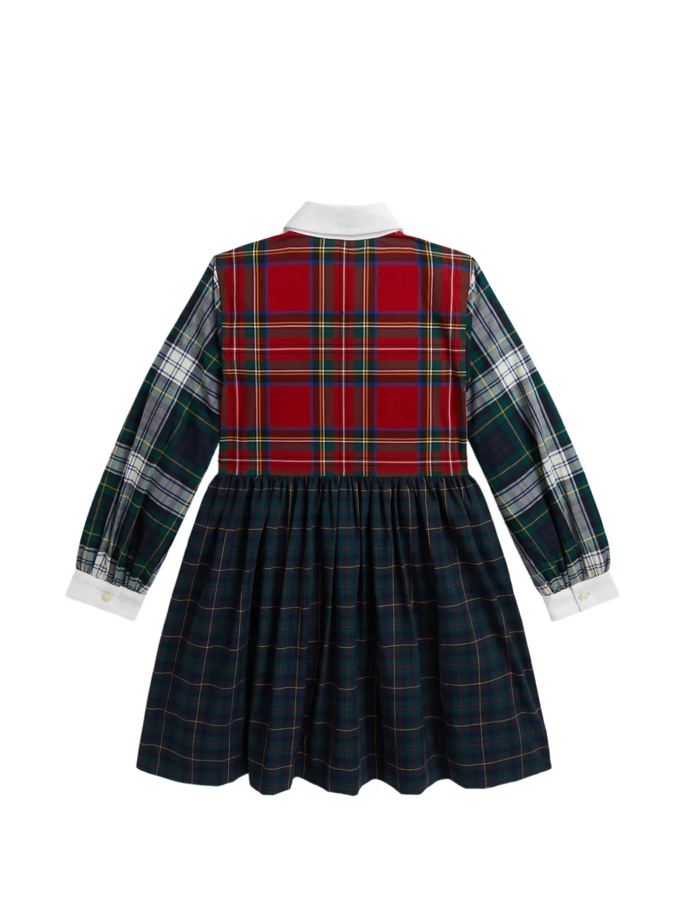 POLO RALPH LAUREN KIDS Geruite katoenen popeline blousejurk Groen