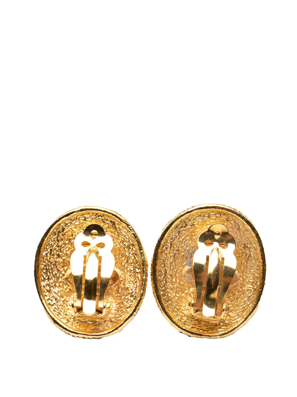 1970-1980 Gold Plated Angel Oval Clip On Earrings Costume Earrings