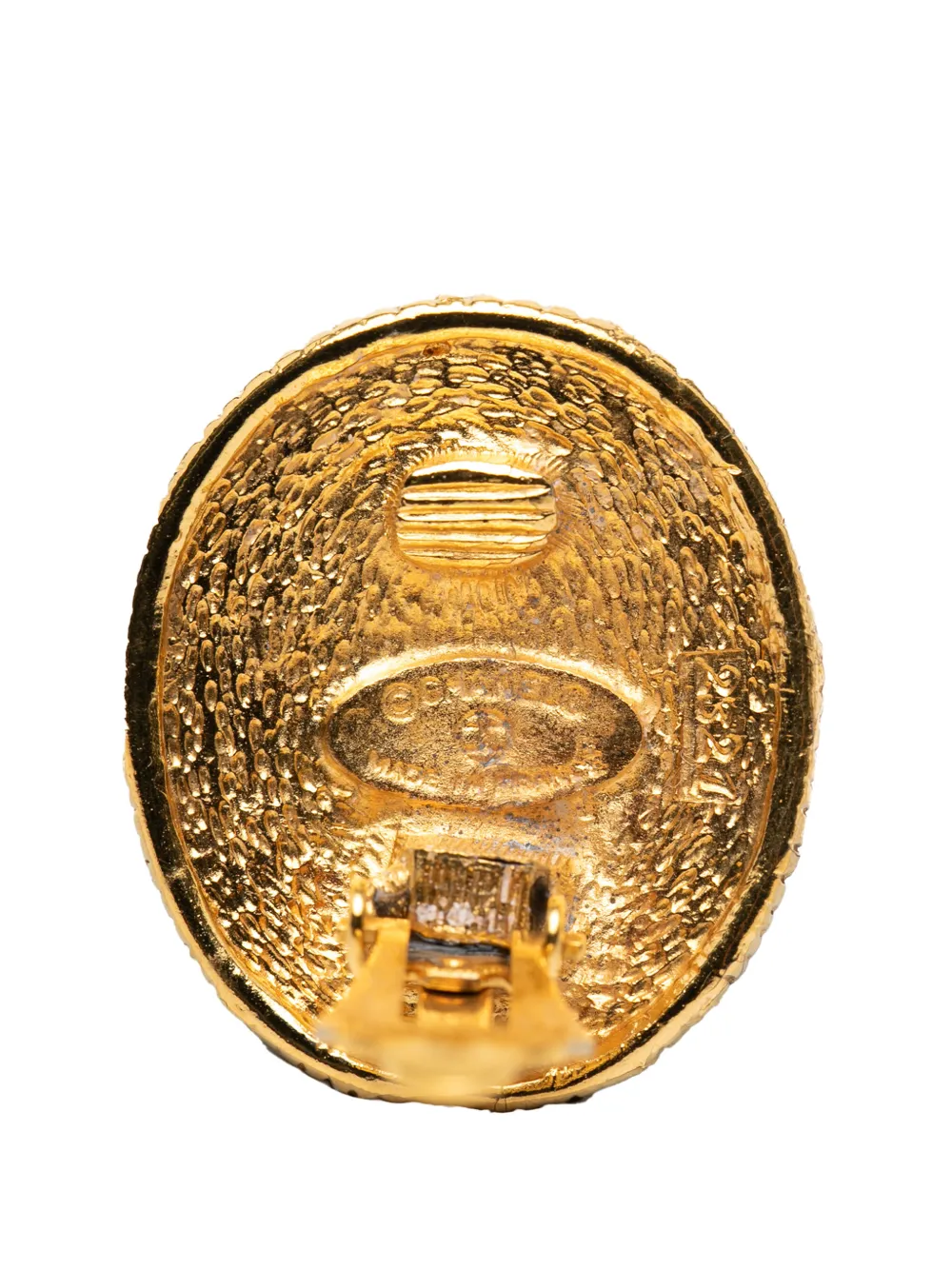 1970-1980 Gold Plated Angel Oval Clip On Earrings Costume Earrings