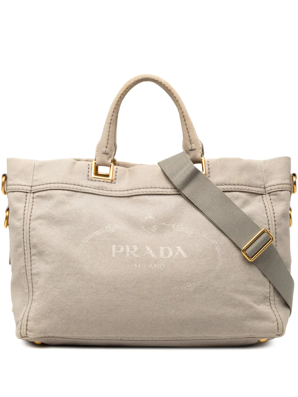 Prada Pre-Owned 2013-2025 Denim Canapa Logo satchel - Marrone