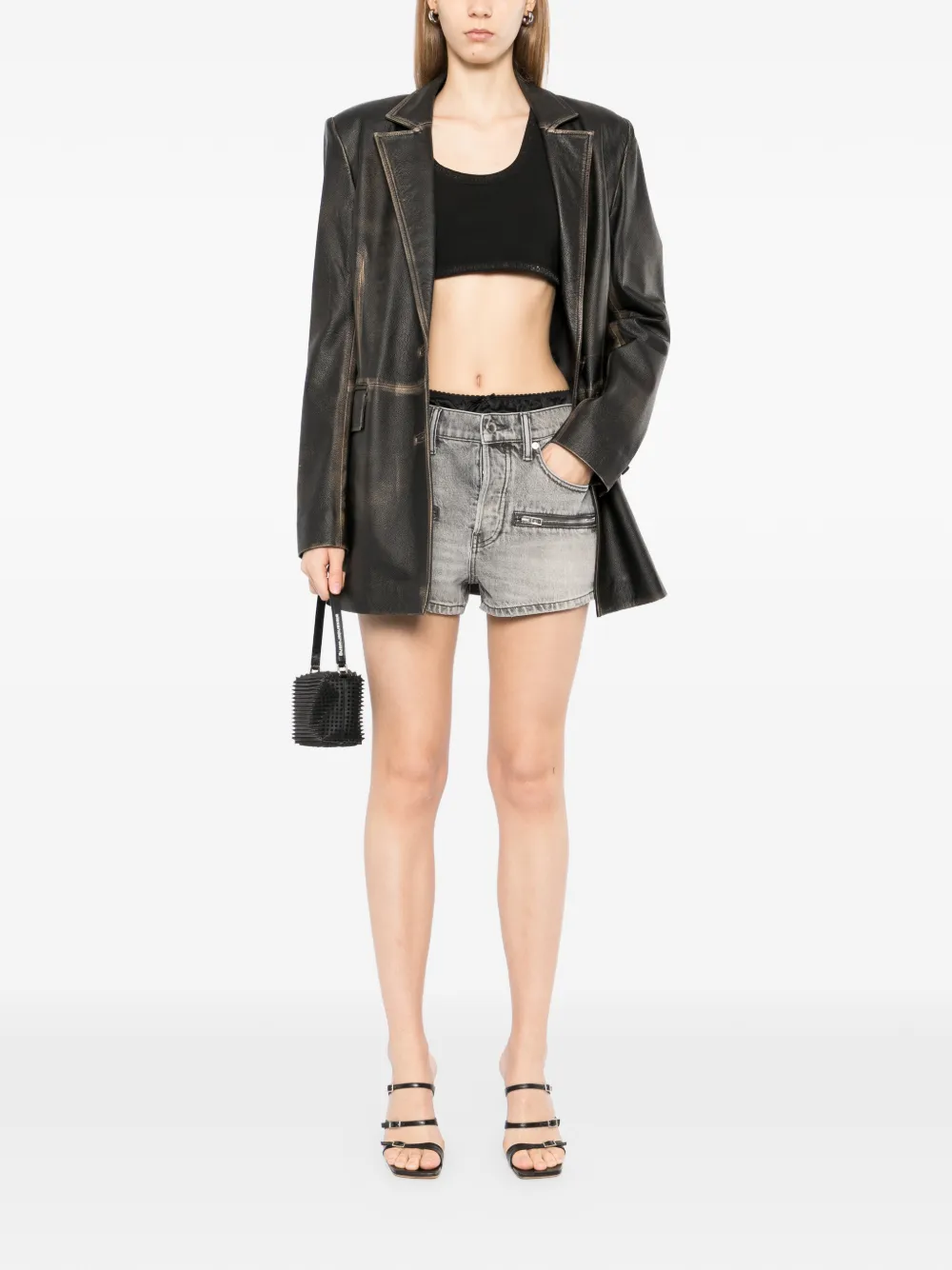  Alexander Wang Zip-pocket Denim Shorts - Grey 
