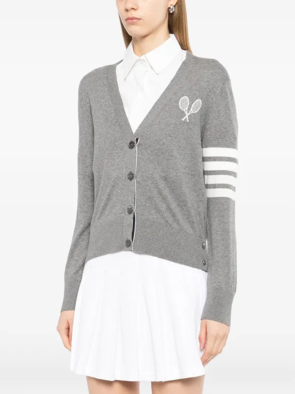 THOM BROWNE グレー カーディガン　サイズ3 Thom Browne ロゴ カーディガン | グレー | FARFETCH JP
