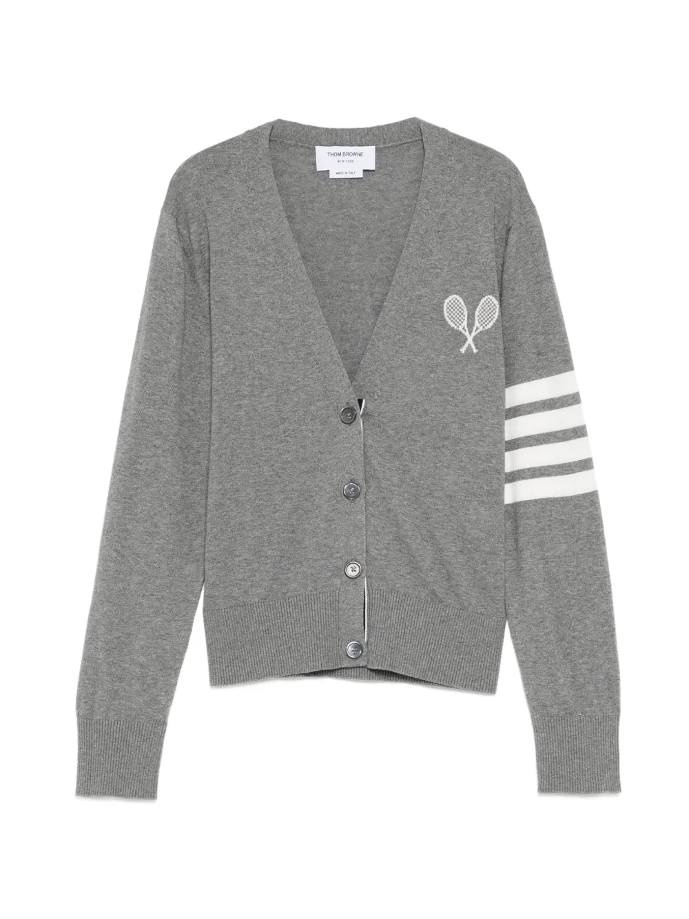 Thom Browne tennis logo cardigan - Grey