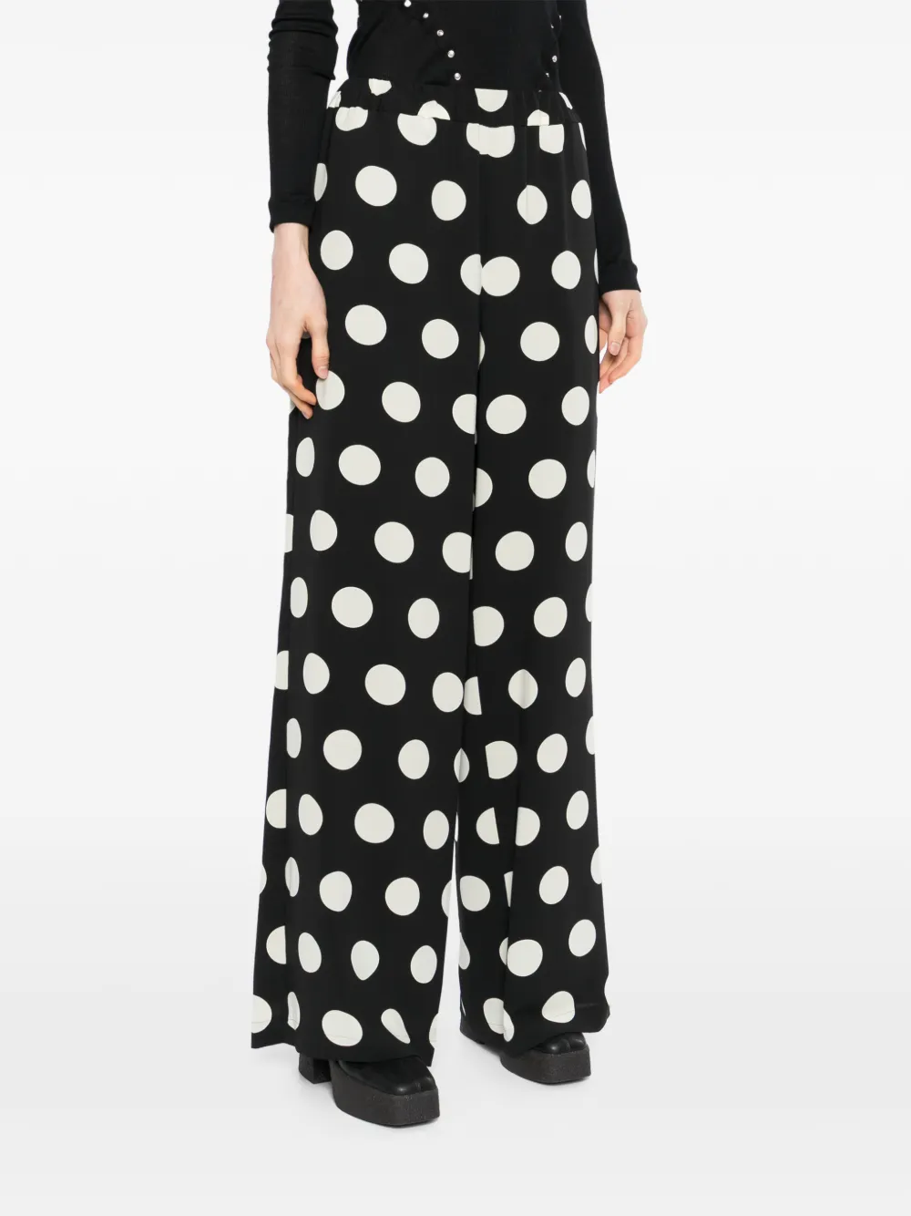  Junya Watanabe Polka-dot Wide-leg Trousers - Black 