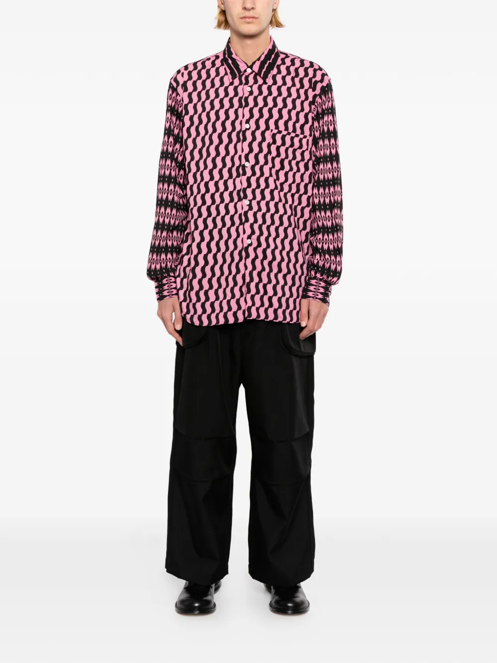 Comme des Garçons Homme Plus Overhemd met geometrische print Roze
