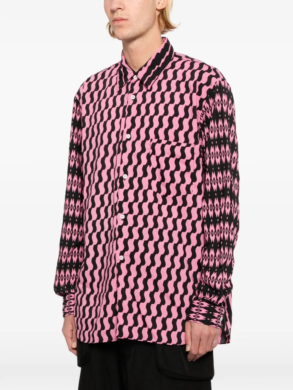 Comme des Garçons Homme Plus Overhemd met geometrische print Roze