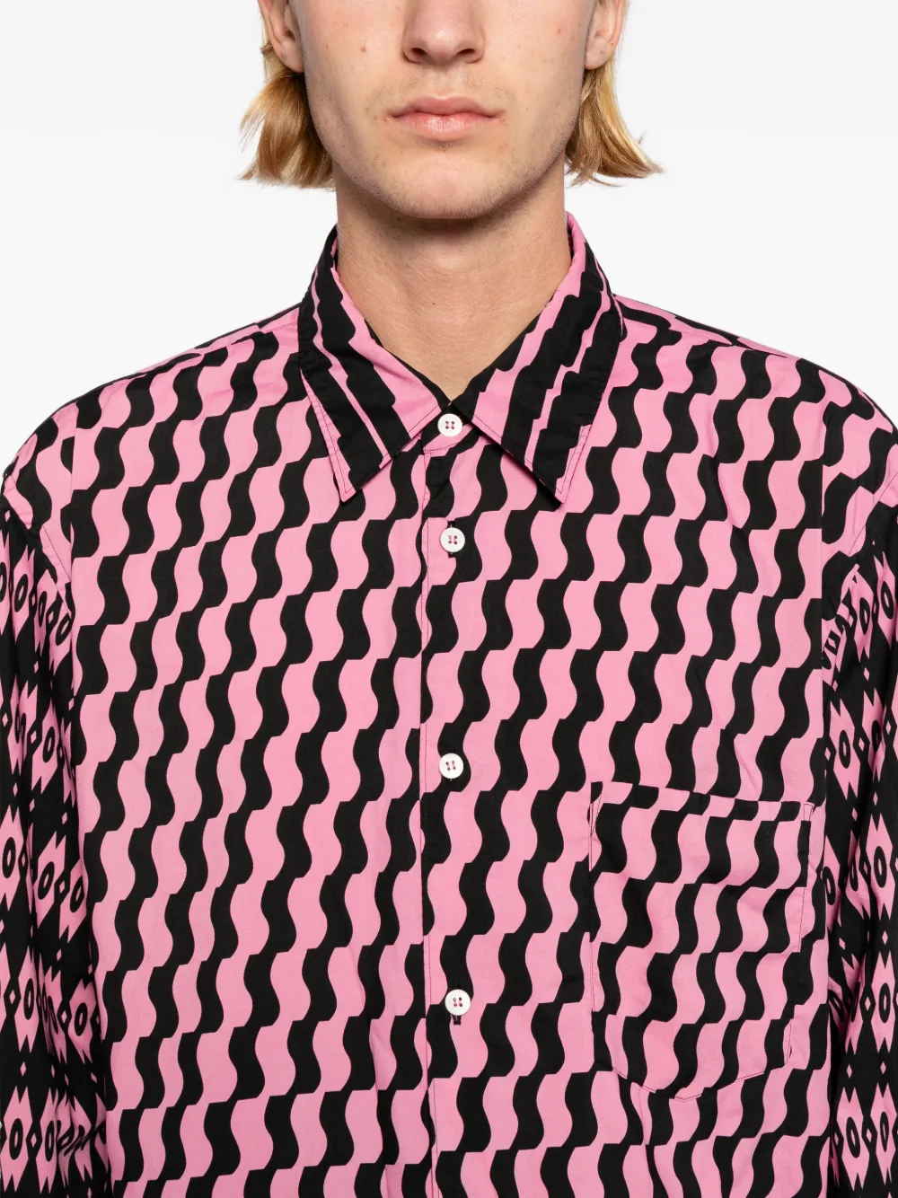 Comme des Garçons Homme Plus Overhemd met geometrische print Roze
