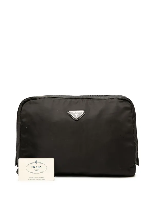 Prada Pre-Owned 2000-2012 Tessuto Cosmetic Pouch | Black | FARFETCH