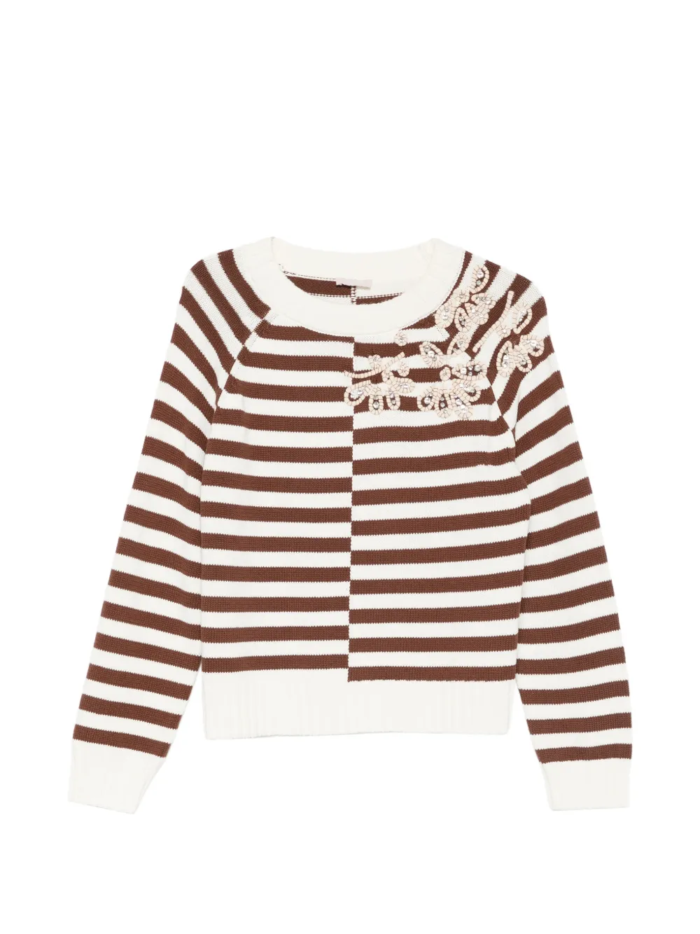LIU JO striped embellished sweater - Bianco