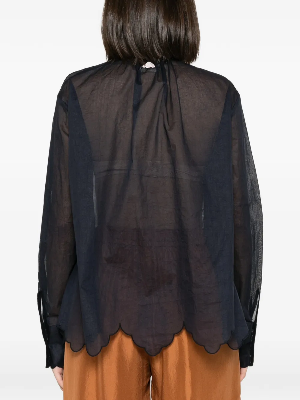 Forte Gewelfde blouse met kralen Blauw