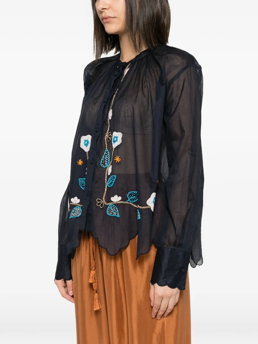  Forte Forte Camisa Festoneada Con Cuentas - Azul 