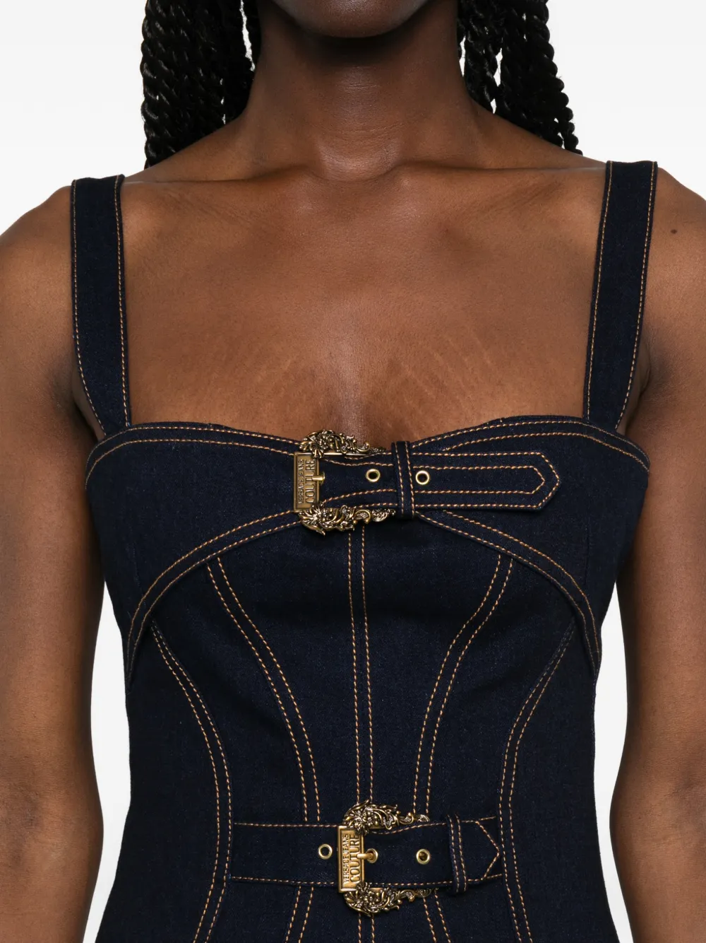 Versace Jeans Couture Mini-jurk met gespdetail en vlakken Blauw
