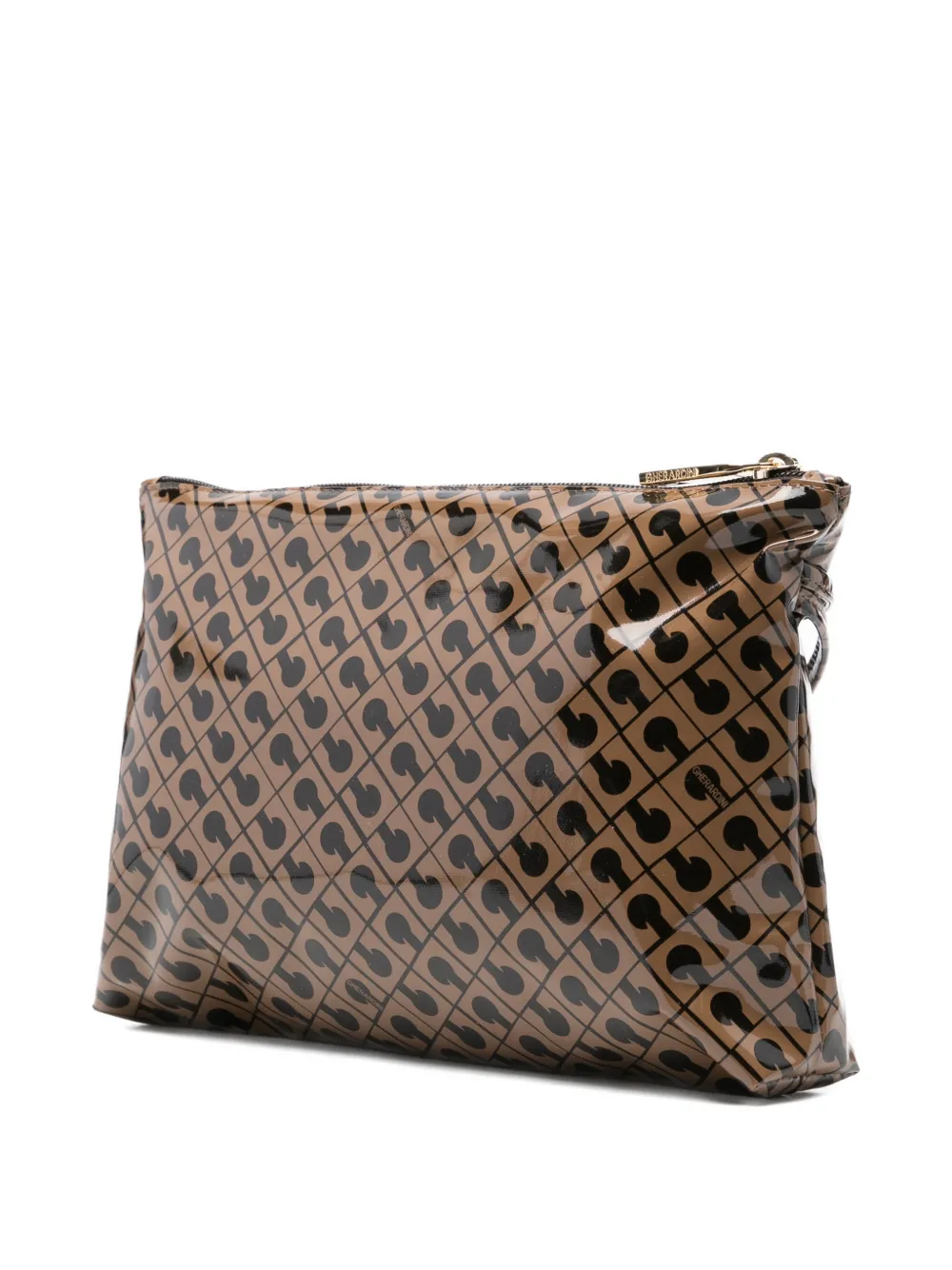  Gherardini Large Patterned Zipped Clutch Bag - Brown 