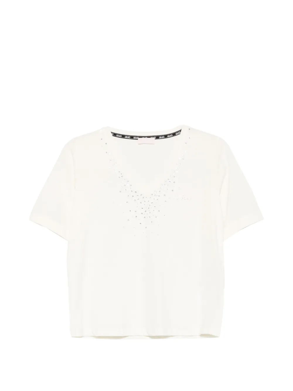 LIU JO V-neck embellished T-shirt - Nude