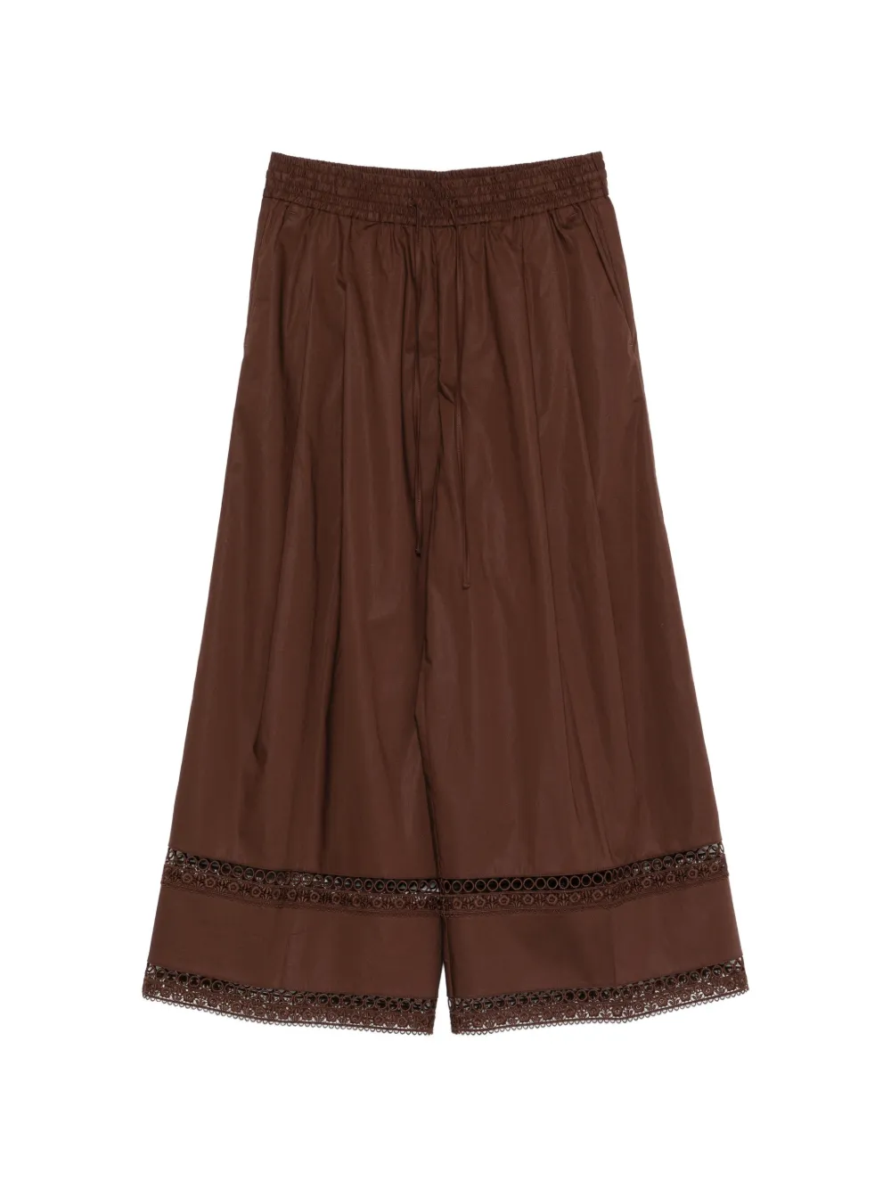 TWINSET lace trim trousers - Marrone