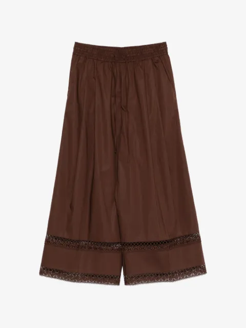 TWINSET wide poplin trousers with embroidery