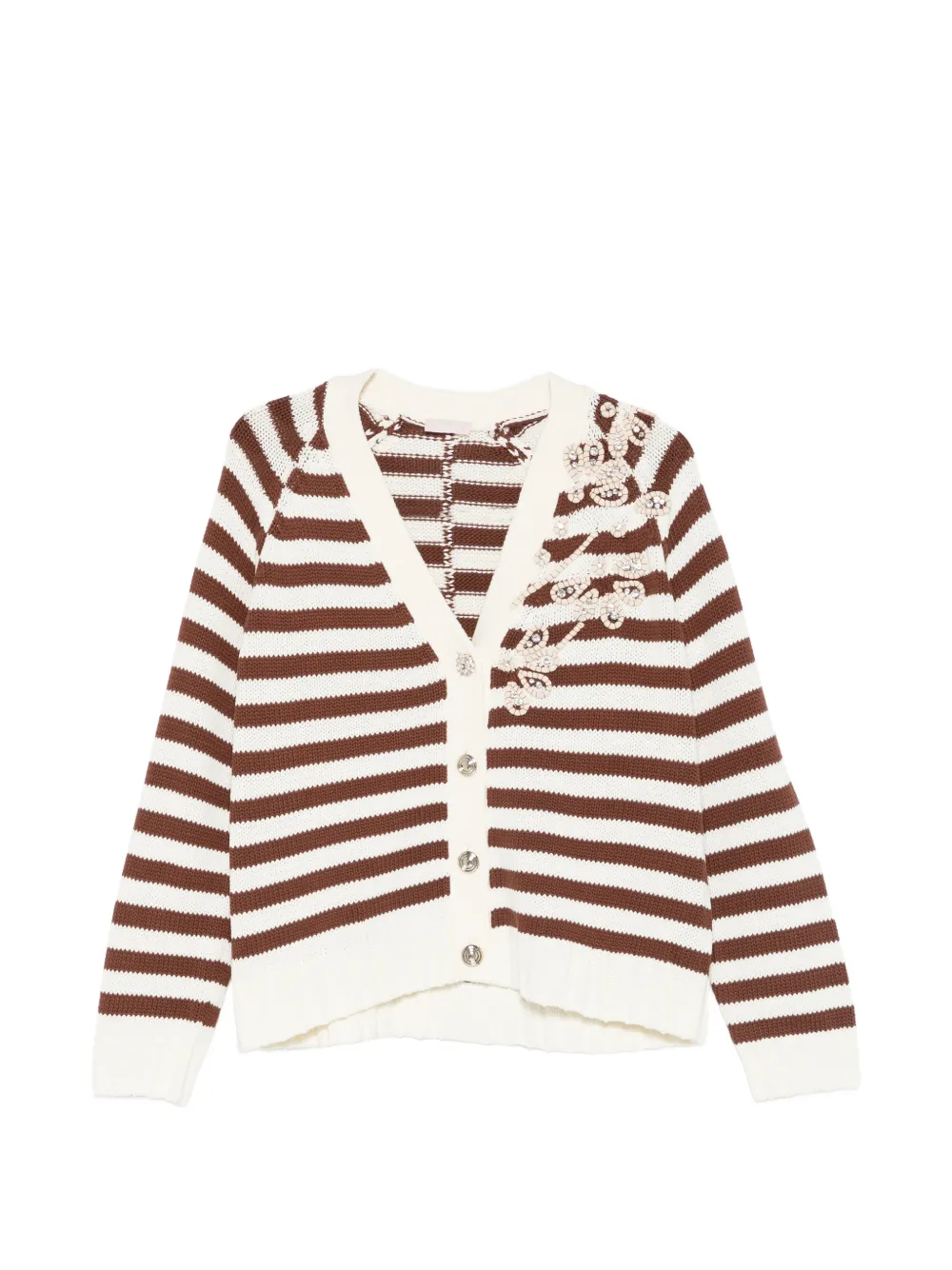 LIU JO striped embellished cardigan - Bianco