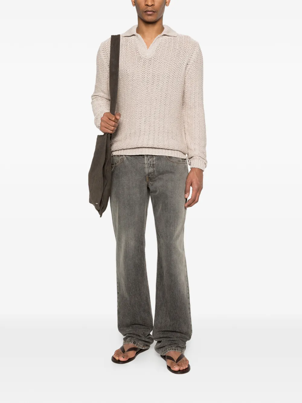  Scaglione Knitted V-neck Sweater - Neutrals 