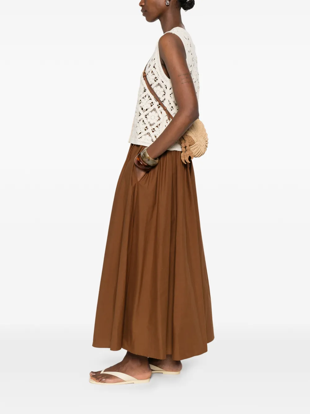 Forte Forte Pleated Midi Skirt - Brown 