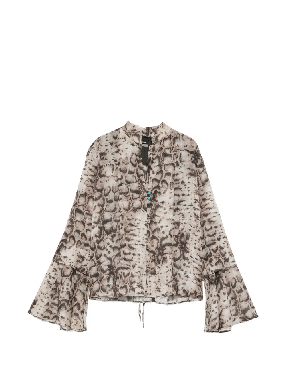 PINKO snakeskin-print flared-sleeve shirt - Nude