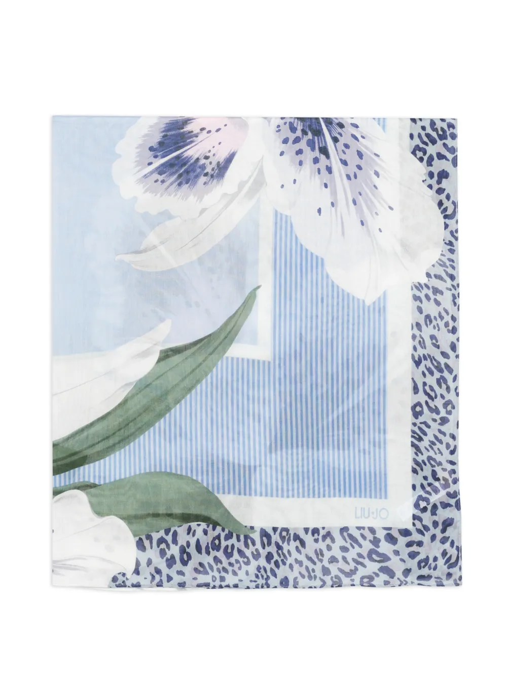 LIU JO floral striped scarf - Blu