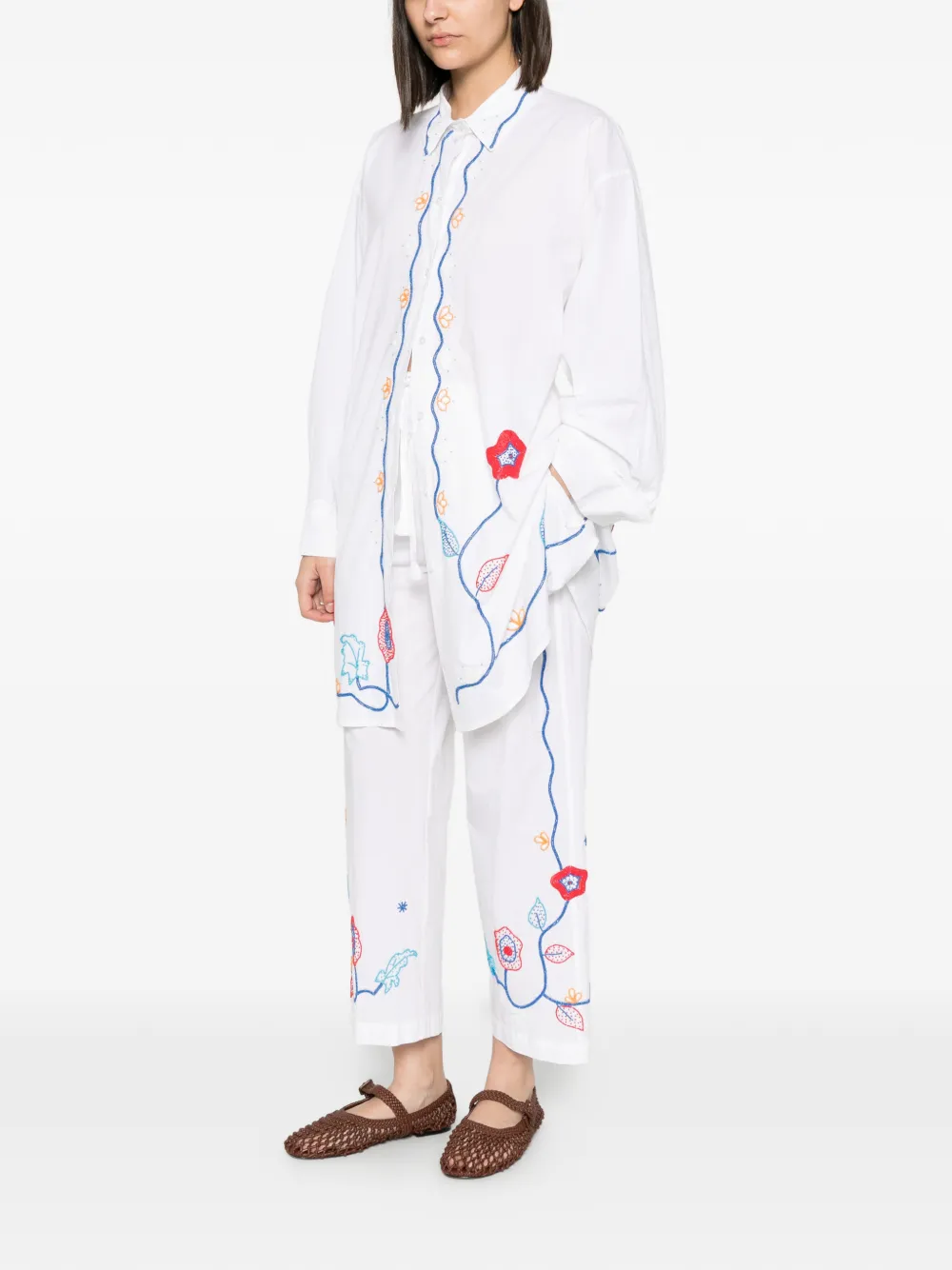 Forte Broderie En Rêve mini blousejurk Wit