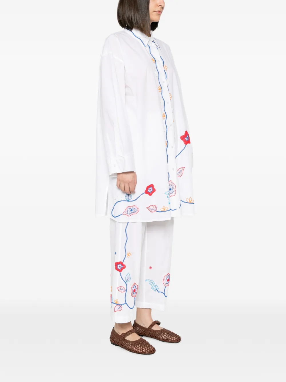 Forte Broderie En Rêve mini blousejurk Wit