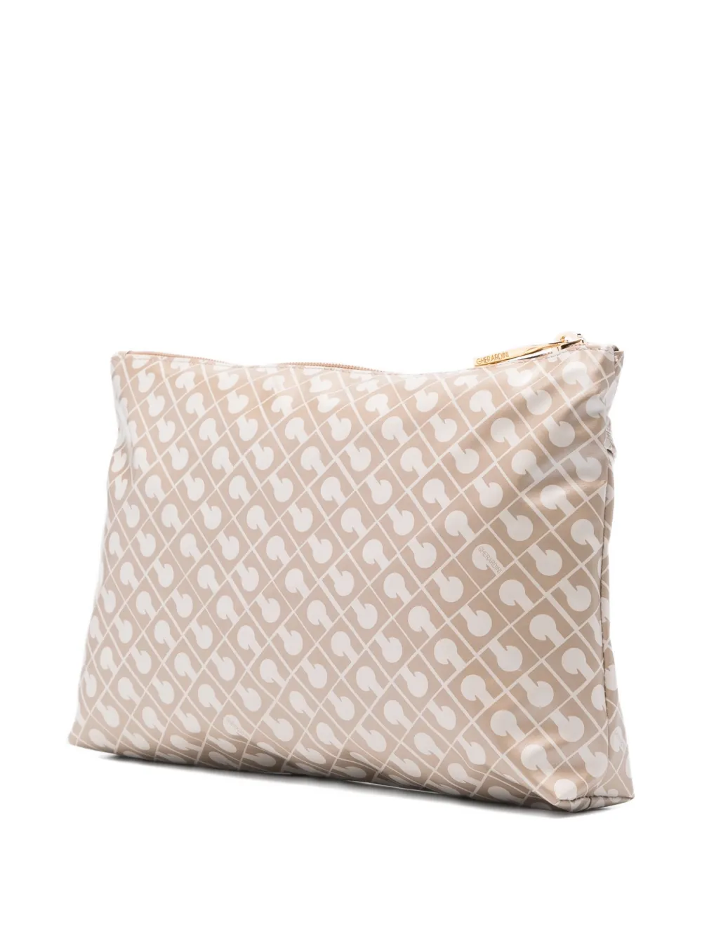  Gherardini Large Patterned Zipped Clutch Bag - Neutrals 