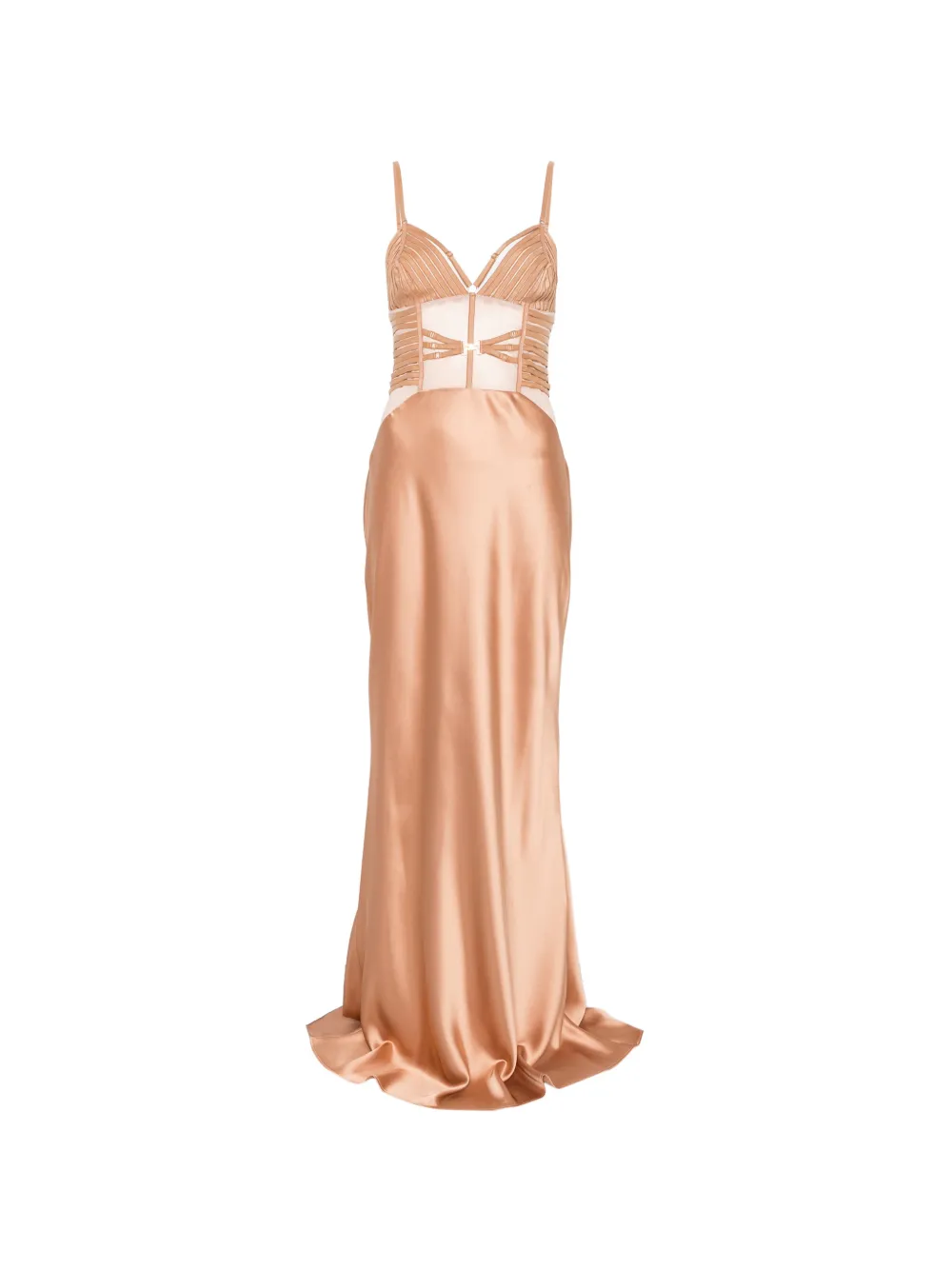 Elisabetta Franchi corset-style strappy maxi dress - Toni neutri