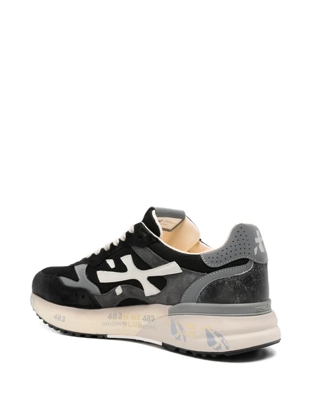Premiata Mick panelled logo-patch sneakers Zwart