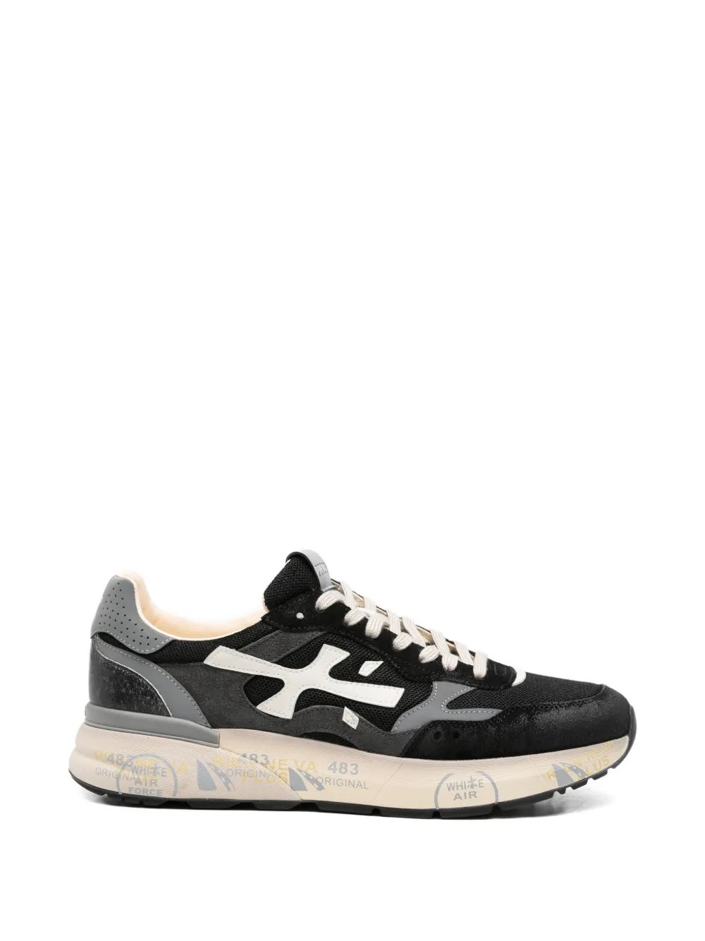 Premiata Mick panelled logo-patch sneakers - Nero