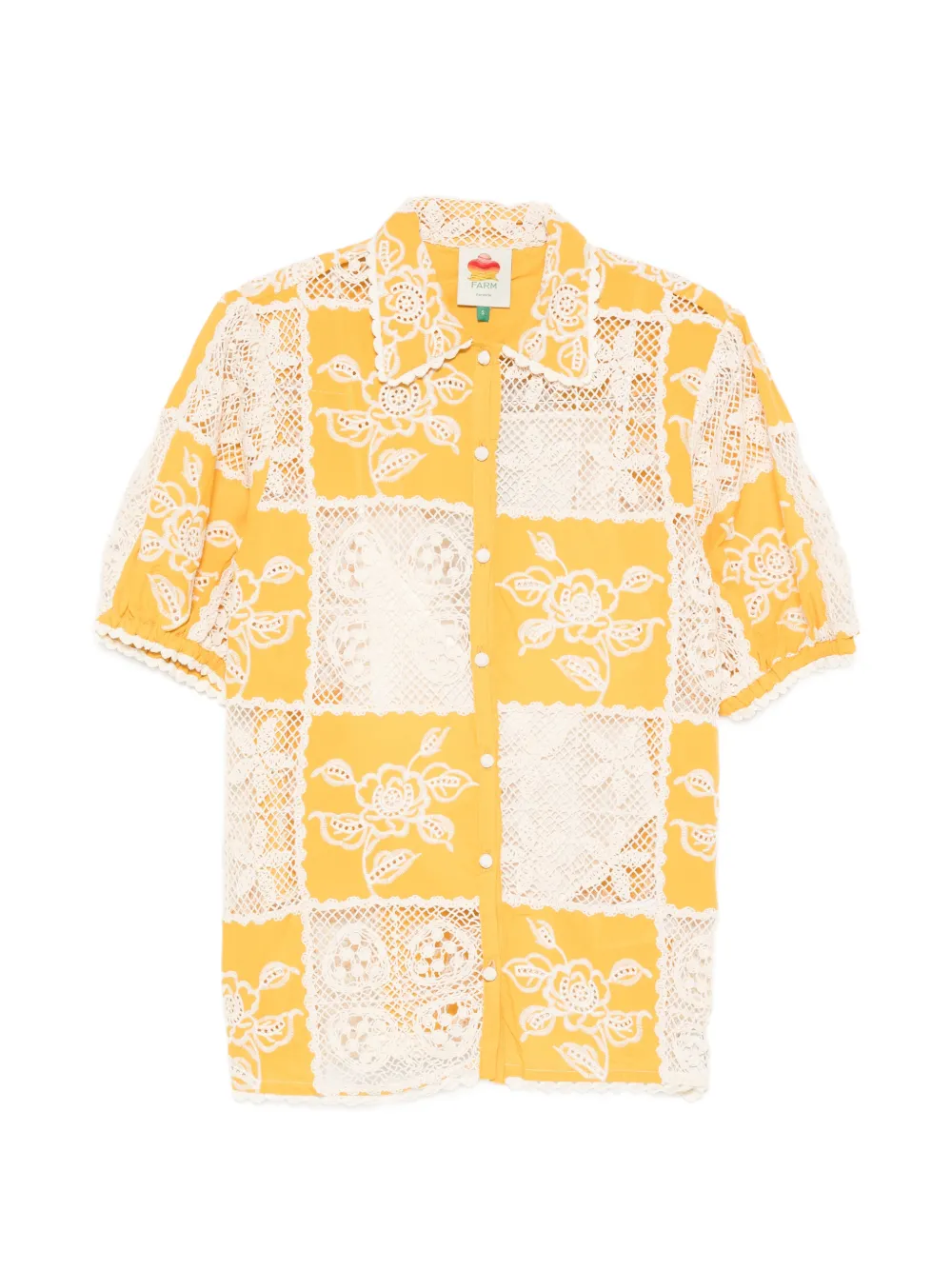 FARM Rio patchwork floral-embroidered shirt - Giallo
