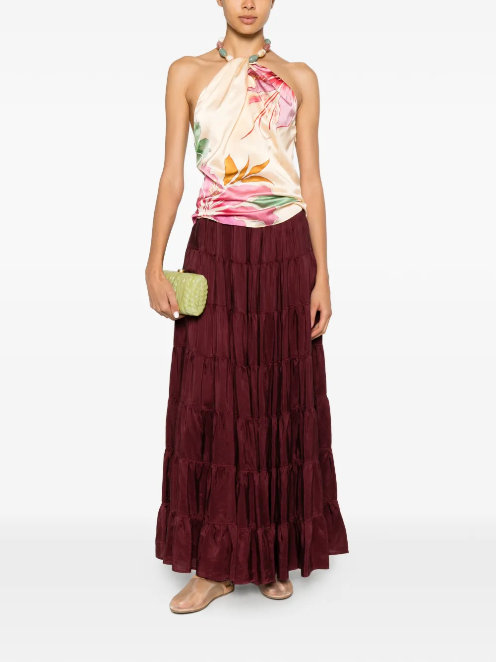 Forte Forte tiered maxi skirt - Rosso