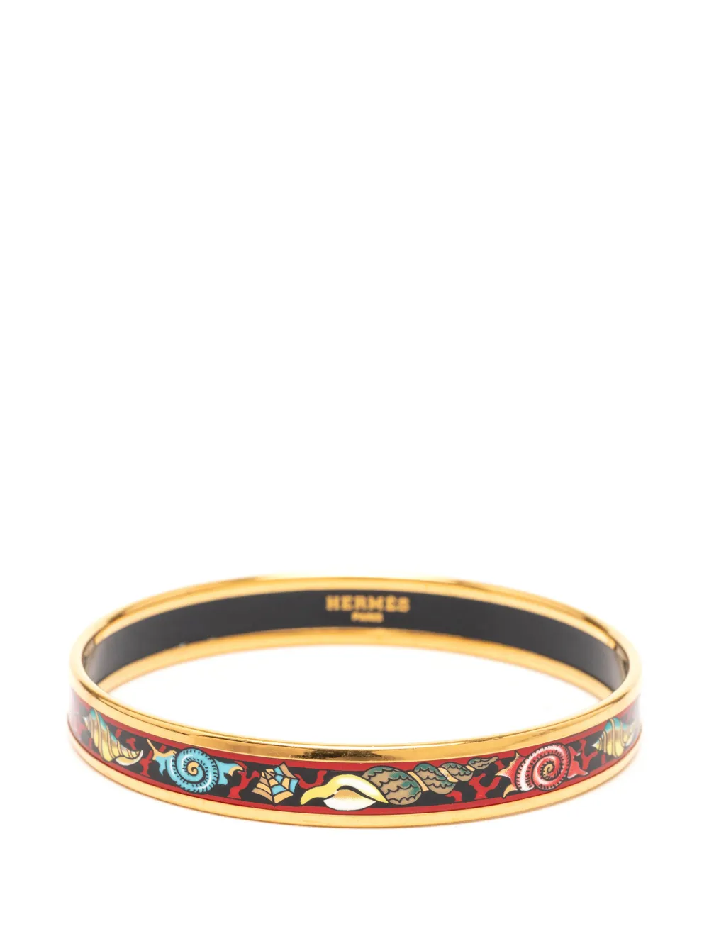 Hermès Pre-Owned 20th Century Narrow Shells Enamel Bangle 70 costume bracelet - Gold