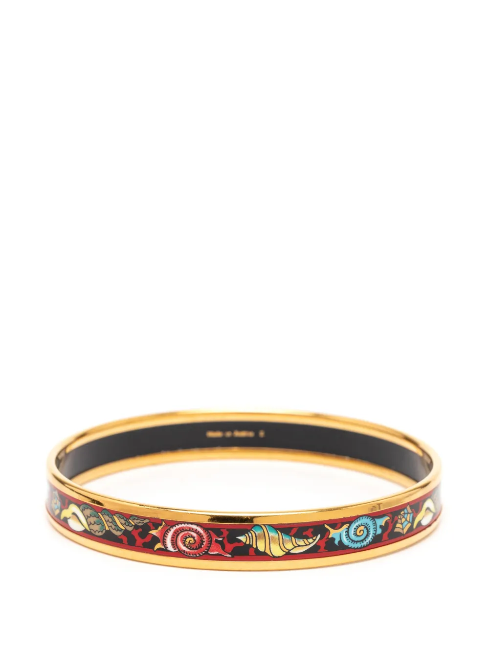 20th Century Narrow Shells Enamel Bangle 70 Costume Bracelet