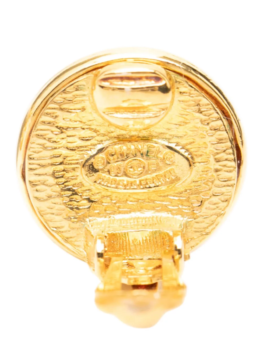 1996 Cc Gold Plated Round Clip On Earrings Costume Earrings