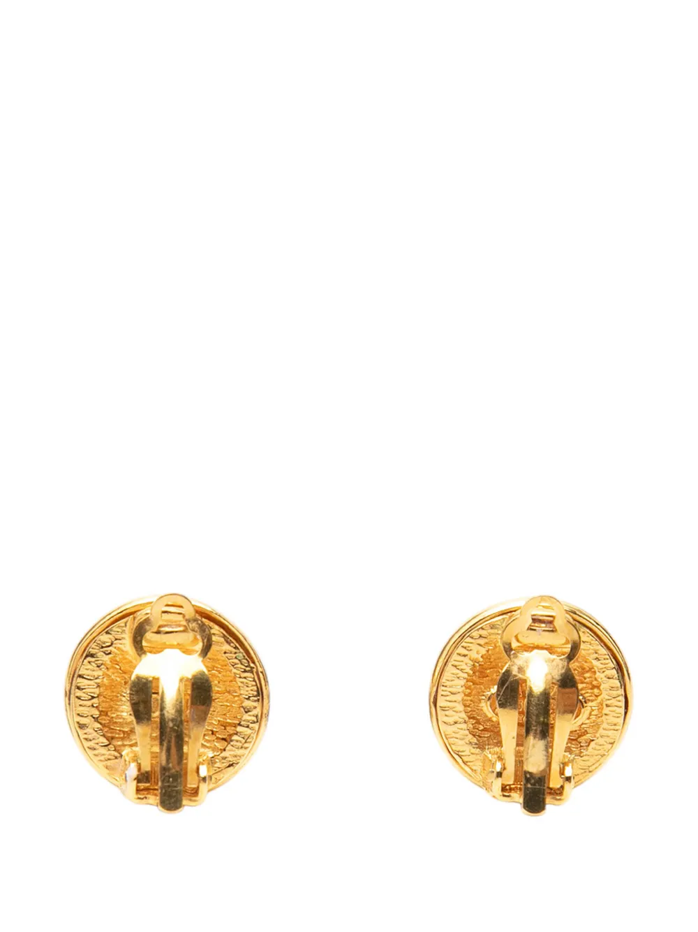 CHANEL Pre-Owned 1996 CC Gold Plated Round Clip On Earrings costume earrings - Oro