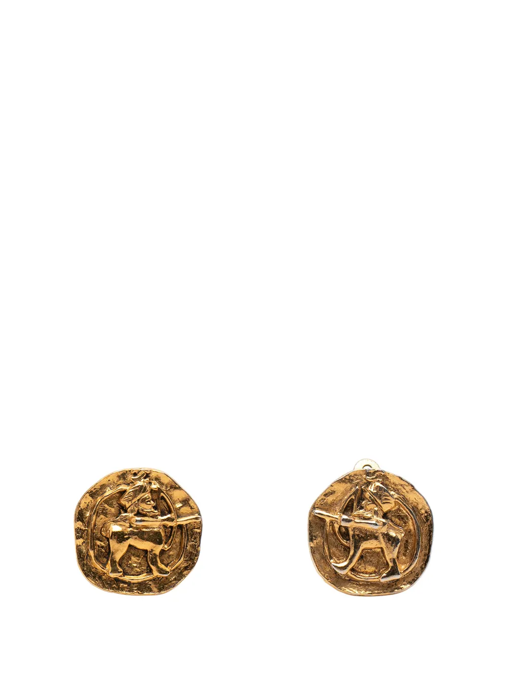 CHANEL Pre-Owned 1950-1970 Gold Plated Archer Medallion Clip On Earrings costume earrings - Oro