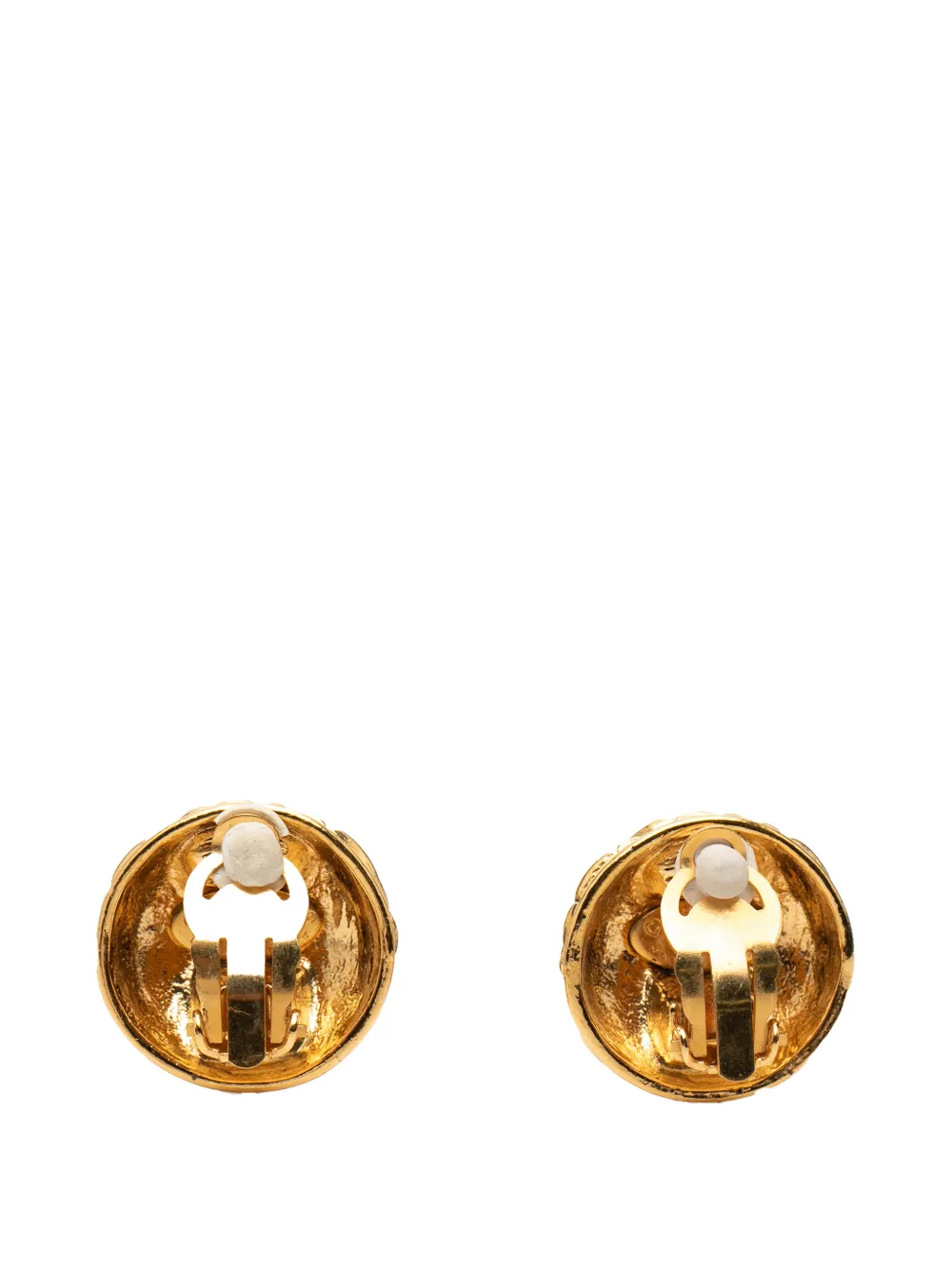 CHANEL Pre-Owned 1993 CC Gold Plated Quilted Round Clip On Earrings costume earrings - Oro
