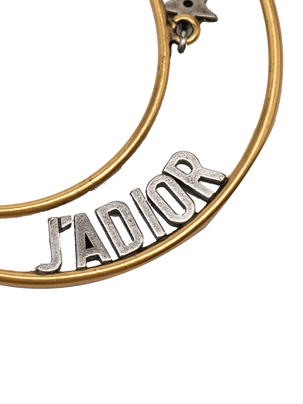  Christian Dior Pre-owned 2010-2025 Gold Plated Moon And Star Jadior Hoop Push Back Earrings Costume Earrings 