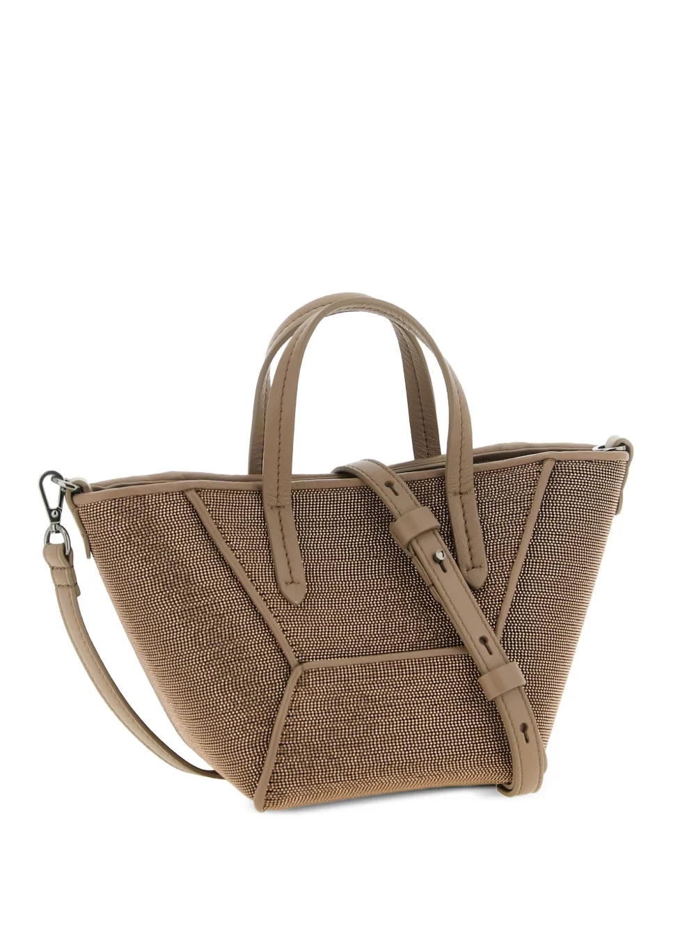 Brunello Cucinelli BC Duo Precious panel leather tote bag - Marrone