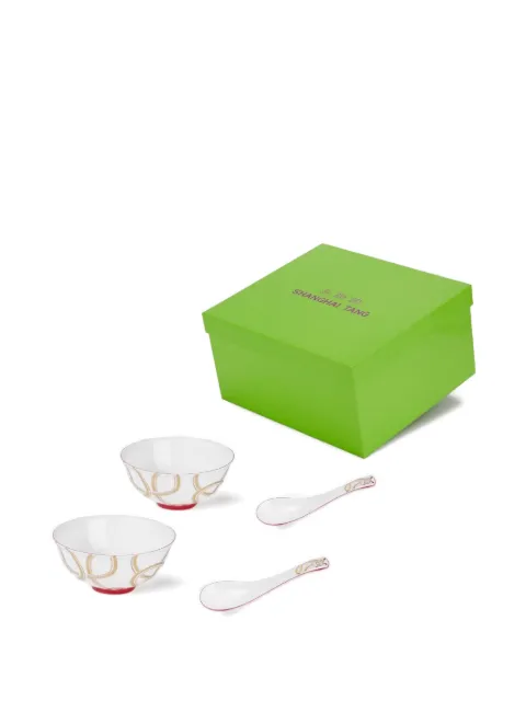 Shanghai Tang Tang porcelain snake infinite knot bowl set of two