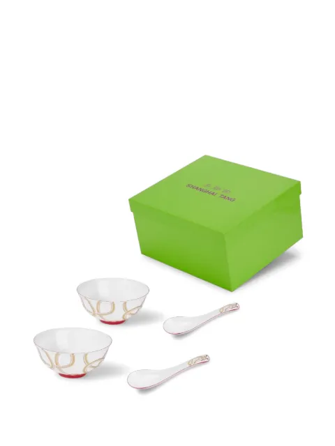 Shanghai Tang Tang porcelain snake infinite knot bowl set of two