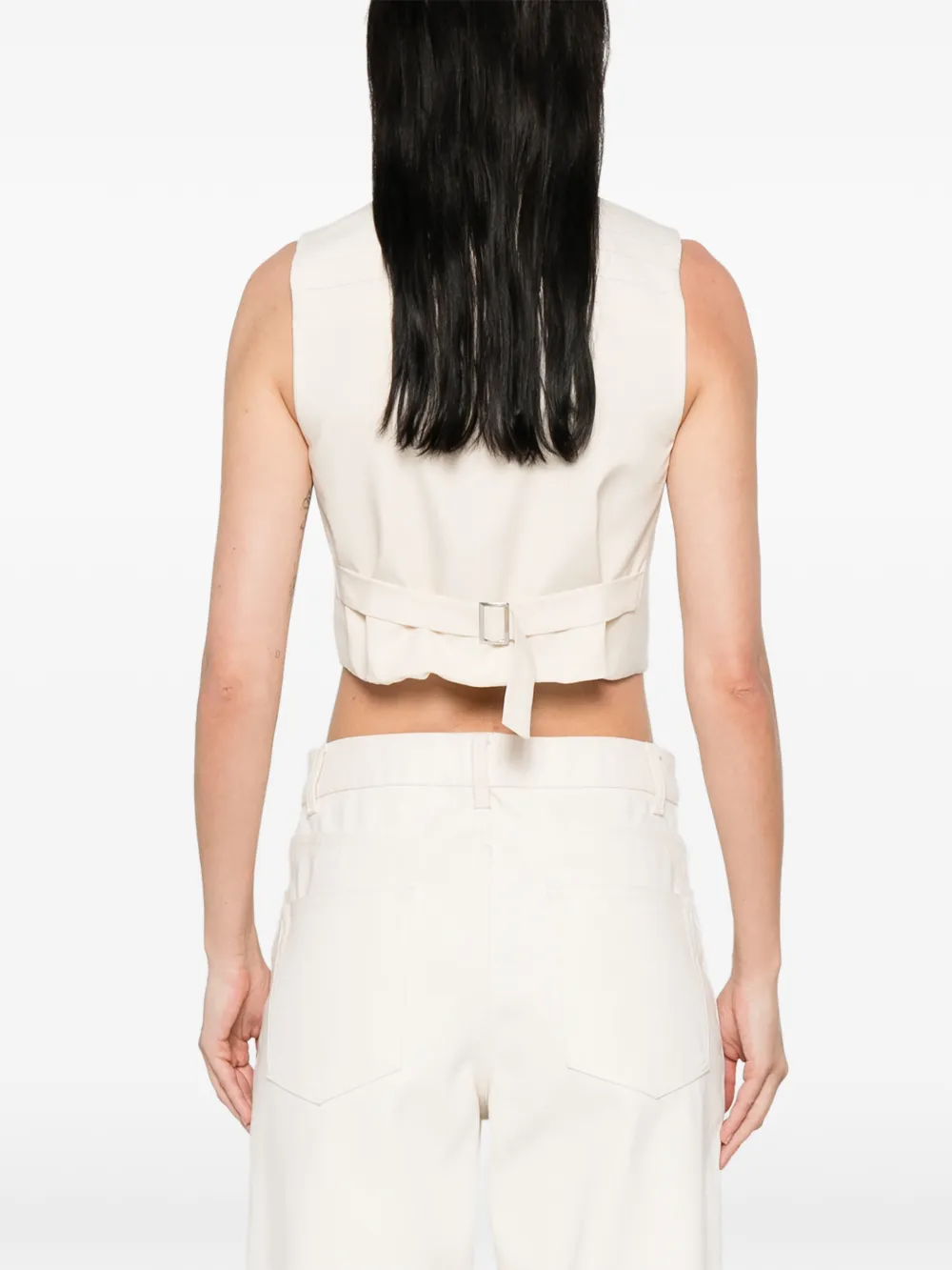 LIU JO Gestreept gilet met stras Beige