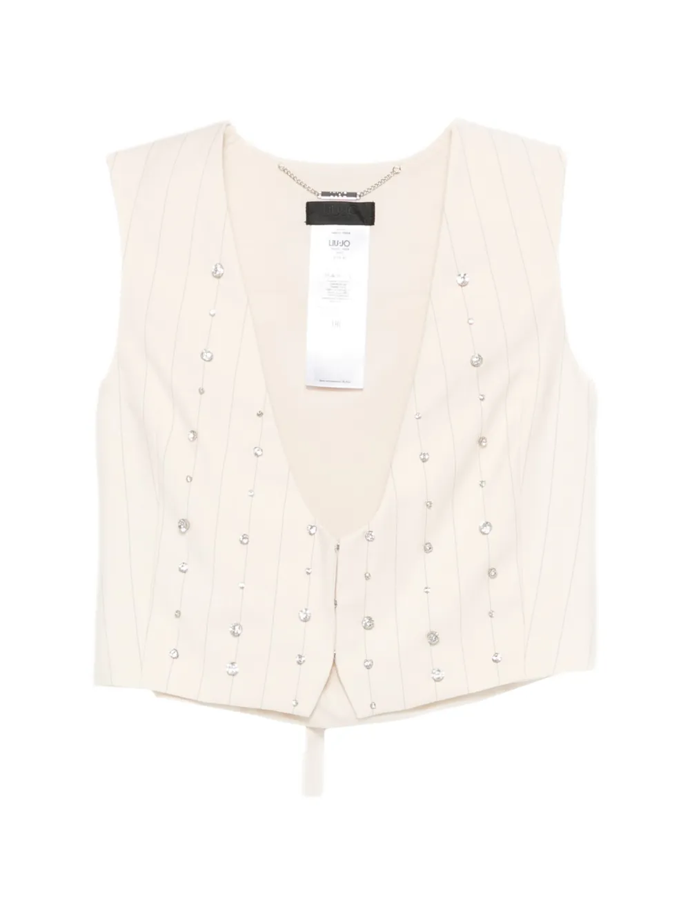 LIU JO rhinestone striped waistcoat - Neutrals
